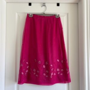 100% Silk Fuchsia Skirt